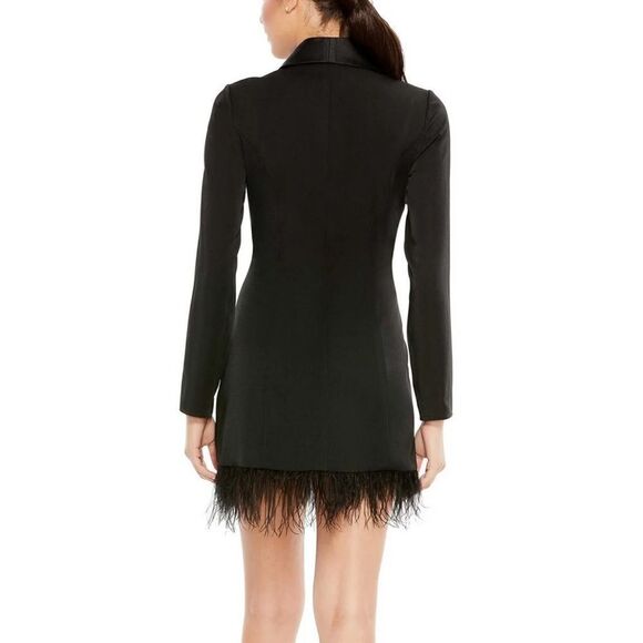 NWT Mac Duggal Women's Ieena Feathered Trim Tuxedo Dress Dress 26510 size 2 - Picture 5 of 7